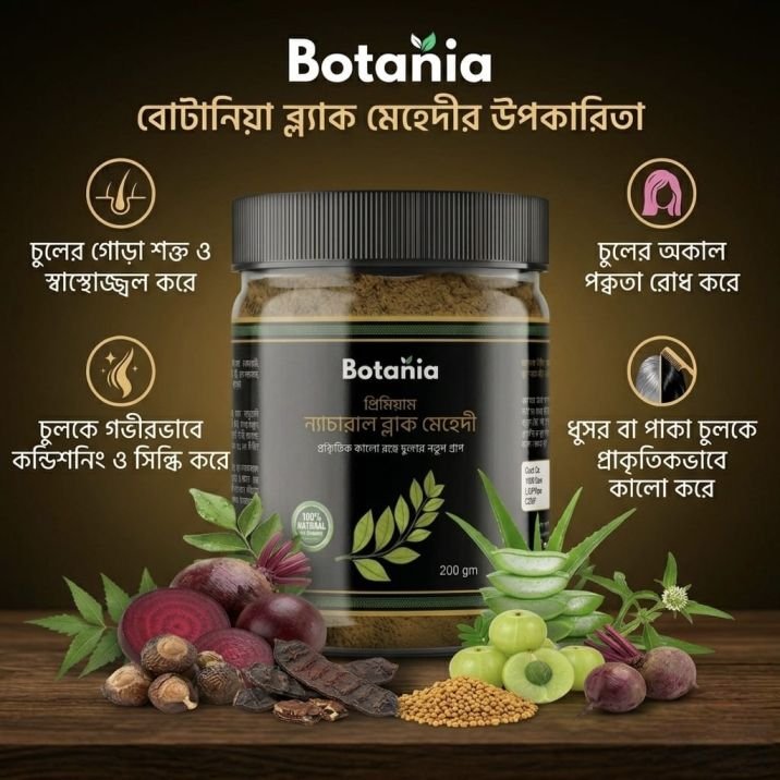 বোটানিয়া প্রিমিয়াম ব্ল্যাক মেহেদীর আসল উপাদান